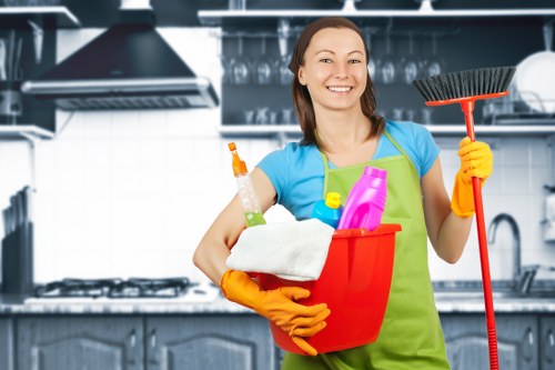 Professional cleaners working in an NW10 home interior